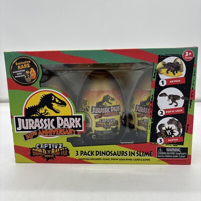 Jurassic Park 30th Anniversary Captivz Build & Battle Slime Egg 3-Pack SEALED