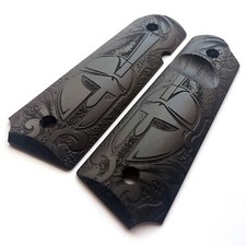 Extreme Polymer Full Size 1911 Grips Engraved Textured - SPARTAN HELMET