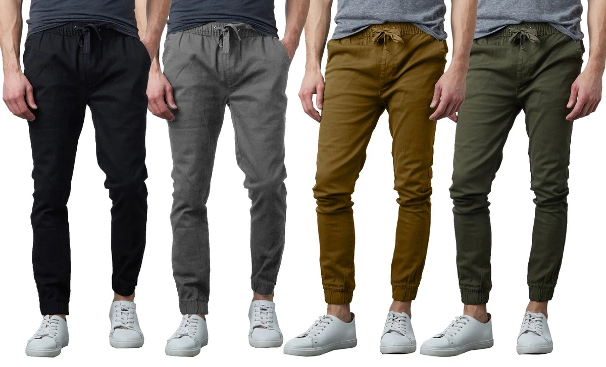 Mens Twill Stretch Jogger and Cargo Pocket Pants Chinos Work Lounge Active  NEW