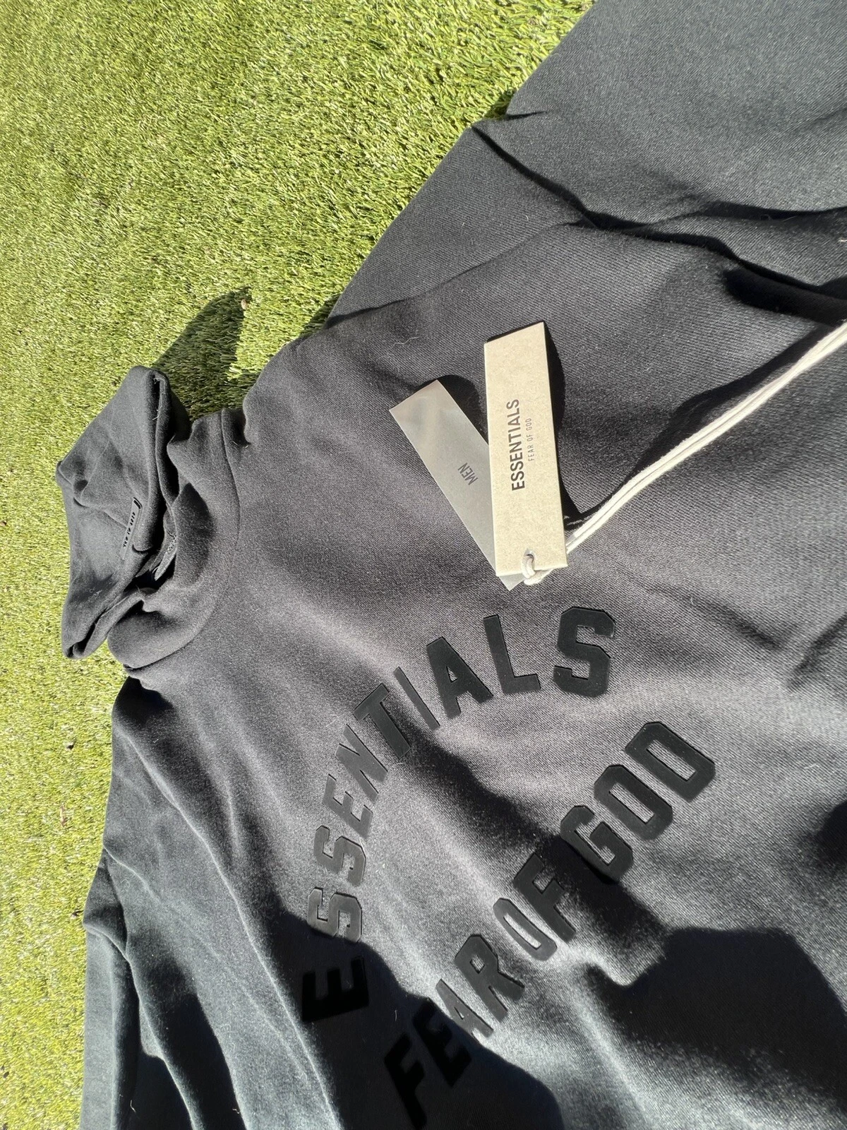 Felpa con cappuccio pullover elasticizzato nero Fear of God Essentials taglia XS uomo