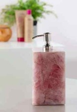 Pink Rose Quartz Agate Stone Soap Dispenser Bathroom Decor Gifts Her