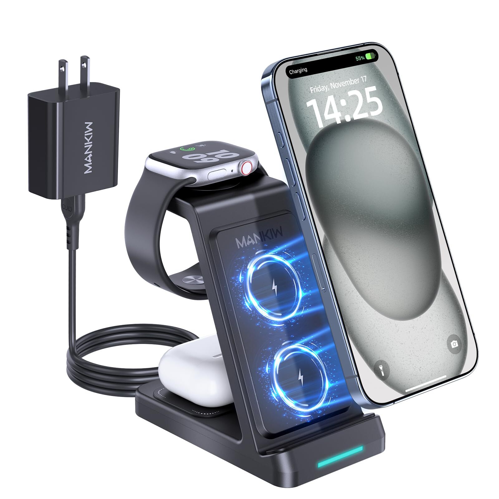 3-in-1 Wireless Charging Station for iPhone 15 14 13 12 11 & More
