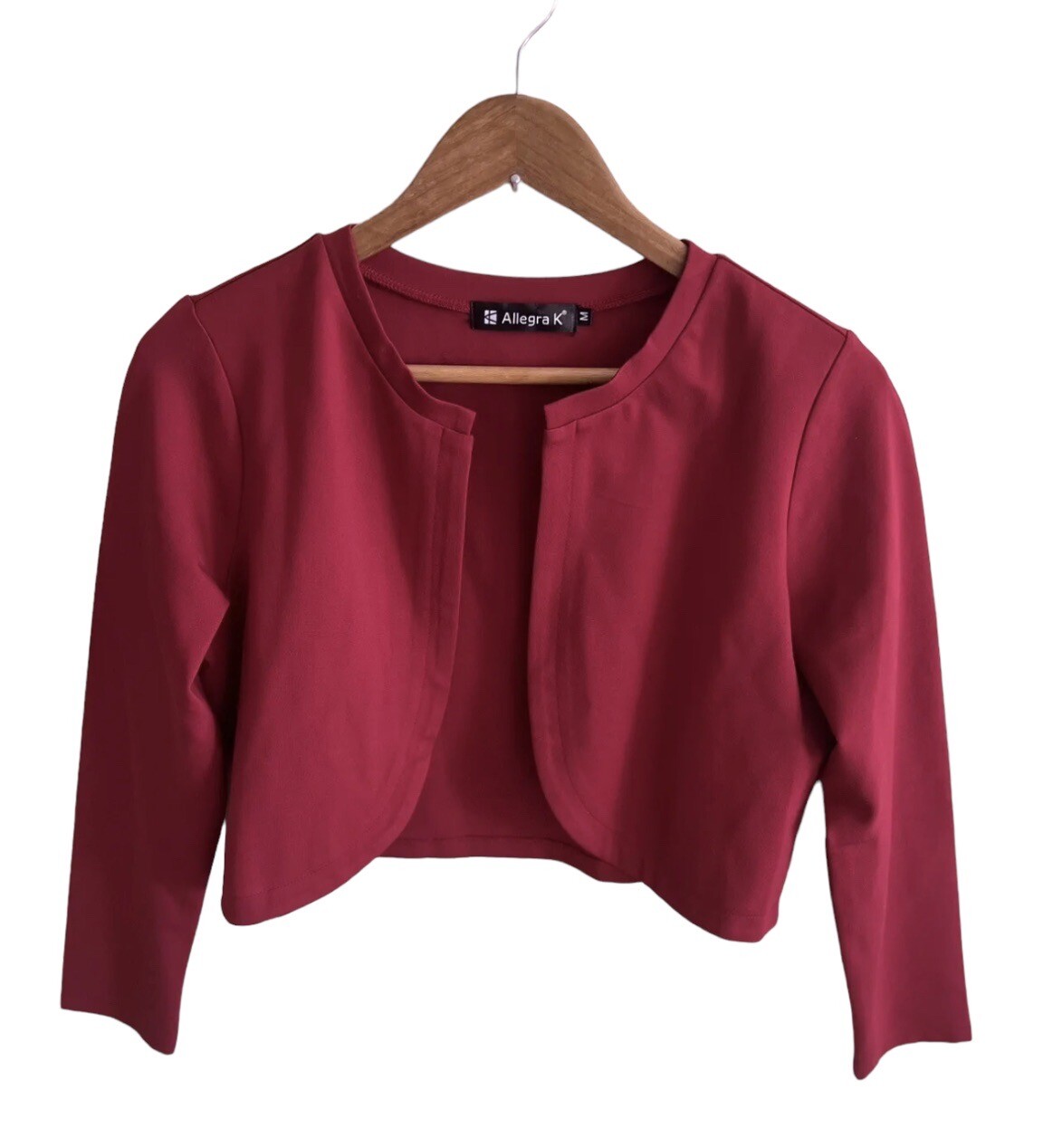 Allegra K Women’s Red Elegant Bolero Office Jacket Size M Open Front-image