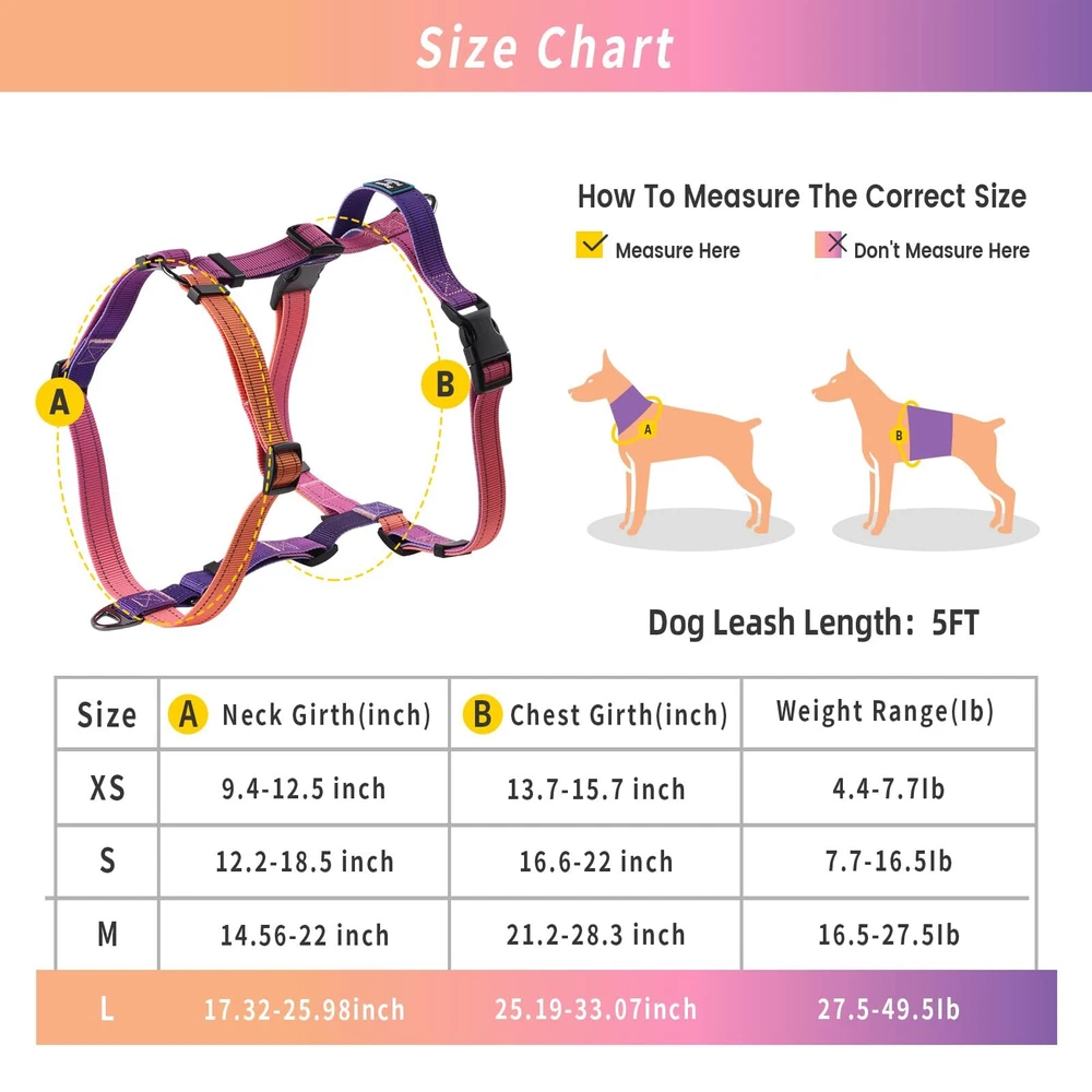 Dog Harness for Large Dogs No-Pull Dog Harness and Leash Set Adjustable Refle...