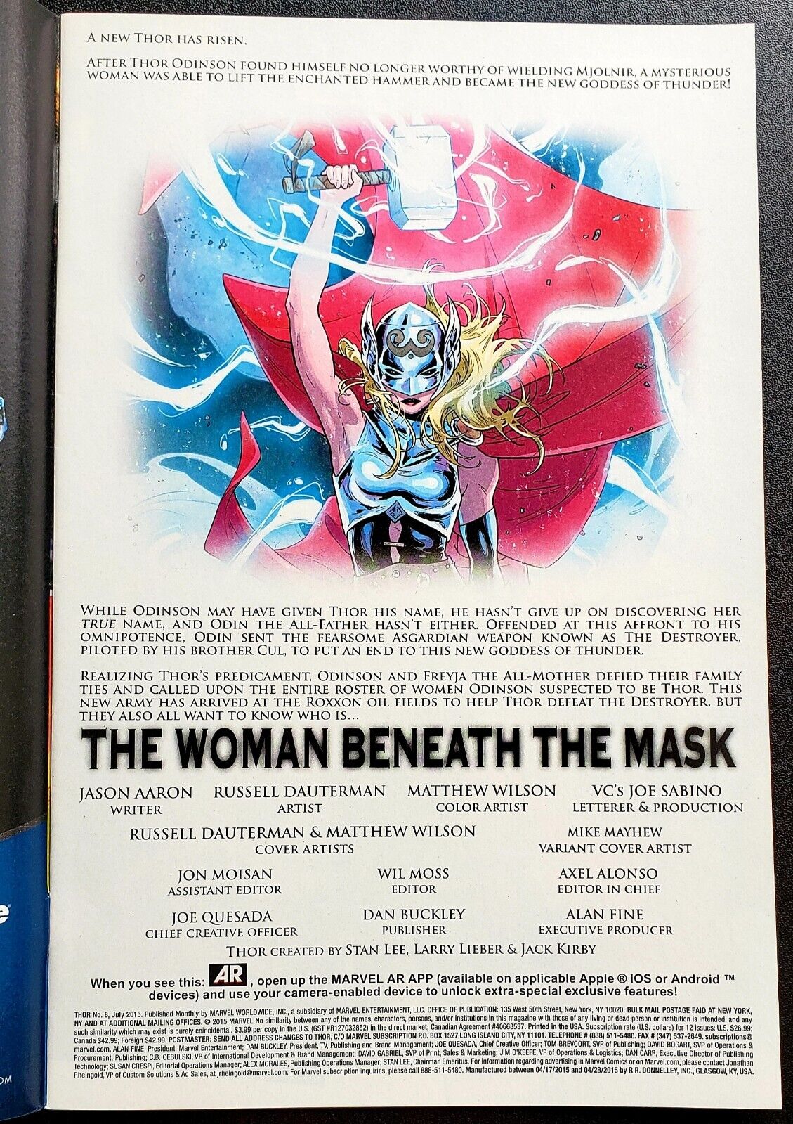 Thor #8 Review (May 2015)  The Woman beneath the Mask