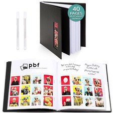 pbf Scrapbook Photo Album Black Guest Book with Photo Insert  White Pages