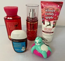 BATH & BODY WORKS WINTER CANDY APPLE MIST CREAM GEL 5PCS  TRAVEL SIZE SET