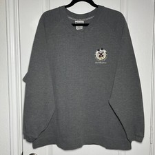 Disney World Men's Sweater V-neck Ribbed Mickey Mouse Long Sleeve Gray Large