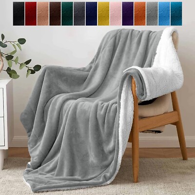 Doppelseitige extra große Sherpa Fleece Decke ULTIMATIVE Wärme Super King Size