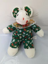 White Mouse Plush Christmas 11 Inch Green Hartin International Stuffed Animal
