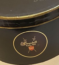 Vtg Capper & Capper Oufitters to Gentlemen BLACK OVAL HAT BOX for Churchill Hat