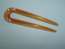 VINTAGE AMBER COLOR LUCITE HAIR PIN UP DO HAIR ACCESSORY