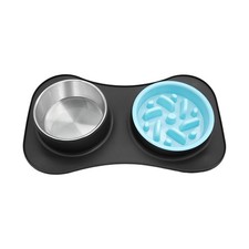 Slow Feeding Bowl with Water Bowl, Dog Food and Water Bowl Set 3 in 1