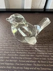 VTG Fenton Glass Bird Clear Art Glass Figurine Sparrow Paperweight  1980s