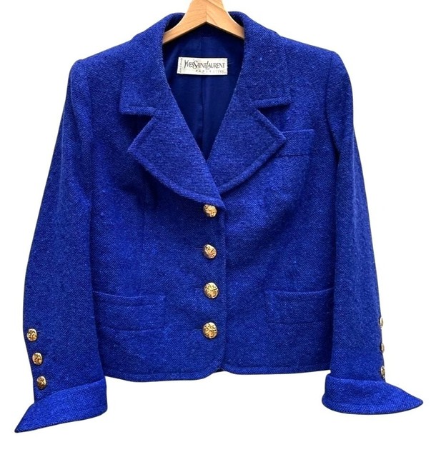 Yves Saint Laurent Haute Couture Royal Blue Blazer Jacket Fits like FR 44 / L to