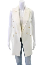 Joie Womens Double Breasted Sleeveless Coat Ivory Size Small