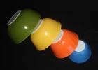 PYREX - 4 Blue, Orange, Yellow, Green REVERSE PRIMARY Mixing, Nesting Bowl Set