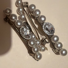 Hair Faux Pearl Clear Rhinestone Barrette Hair Clips , 1PCS