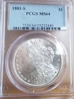1881-S Morgan Silver Dollar PCGS MS64 PQ White Blazer!