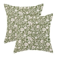 Sage Green Floral Throw Pillow Covers 18x18 18" x 18" Pack of 2 Print Green
