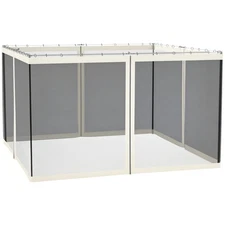 Universal Replacement Mesh Netting Screen Walls for 10' x 12' Gazebo, White