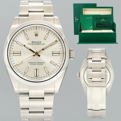 2026 NEW PAPERS 134300 Rolex Oyster Perpetual 41mm Silver Stick Steel Watch Box