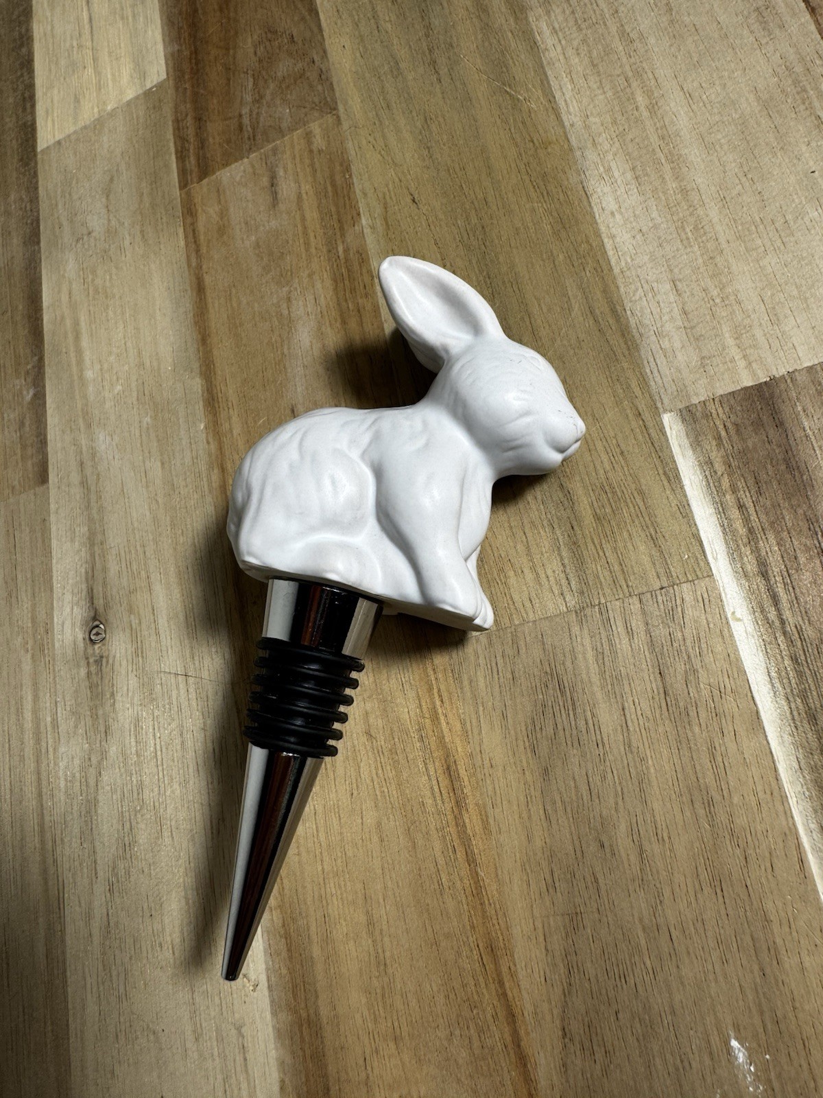 Tapón de botella de vino de gres White Bunny Rabbit