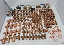 Mixed Plumbing Lot of Nibco Copper Sweat Fittings [Elbows Tees Caps] Valves Etc.