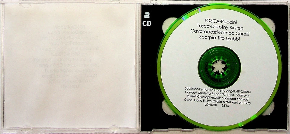 PUCCINI Tosca Live 20.4.1973 Cilario 2-CD DOROTHY KIRSTEN, FRANCO CORELLI, GOBBI - Image 2 of 2