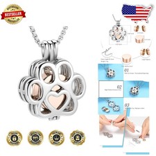Waterproof Stainless Steel Paw Urn Necklace for Pet Ashes Memorial Gift