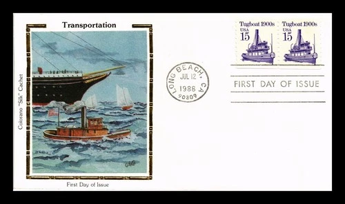 US COVER TUGBOAT TRANSPORTATION SERIES FDC COLORANO SILK CACHET