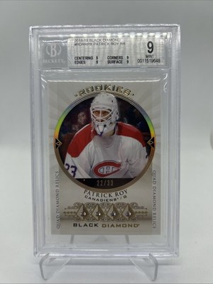 2018-19 Upper Deck Black Diamond Patrick Roy Quad Diamond Relics Rookies /33 BGS