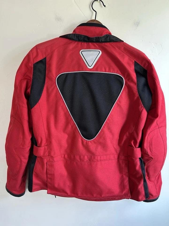 Triumph Motorcycle Armored Riding Racing Jacket sz M RED + rain cover Clean!! - Image 4 of 4
