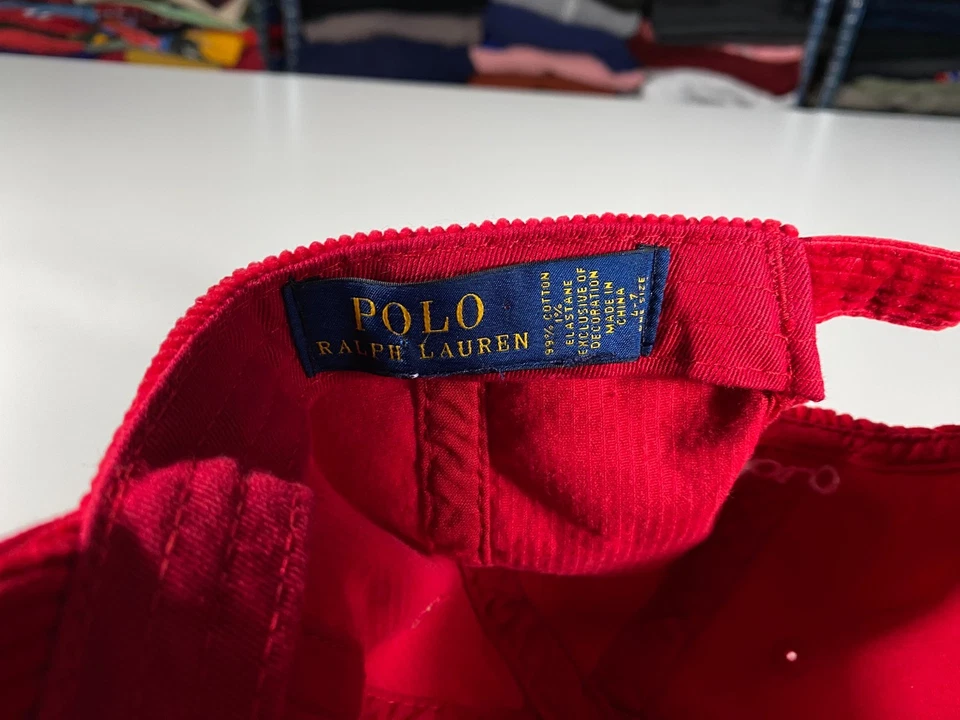 Polo Ralph Lauren Hockey Polo Bear Corduroy Youth Hat Red 4-7 OS - Image 4 of 4
