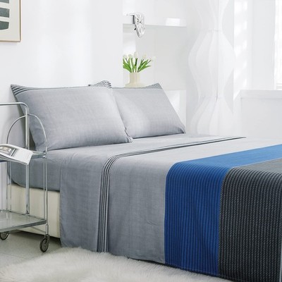 8HMOON Striped Bed Sheet Set Soft Microfiber Wrinkle Free King Sheet Set - 1 ...