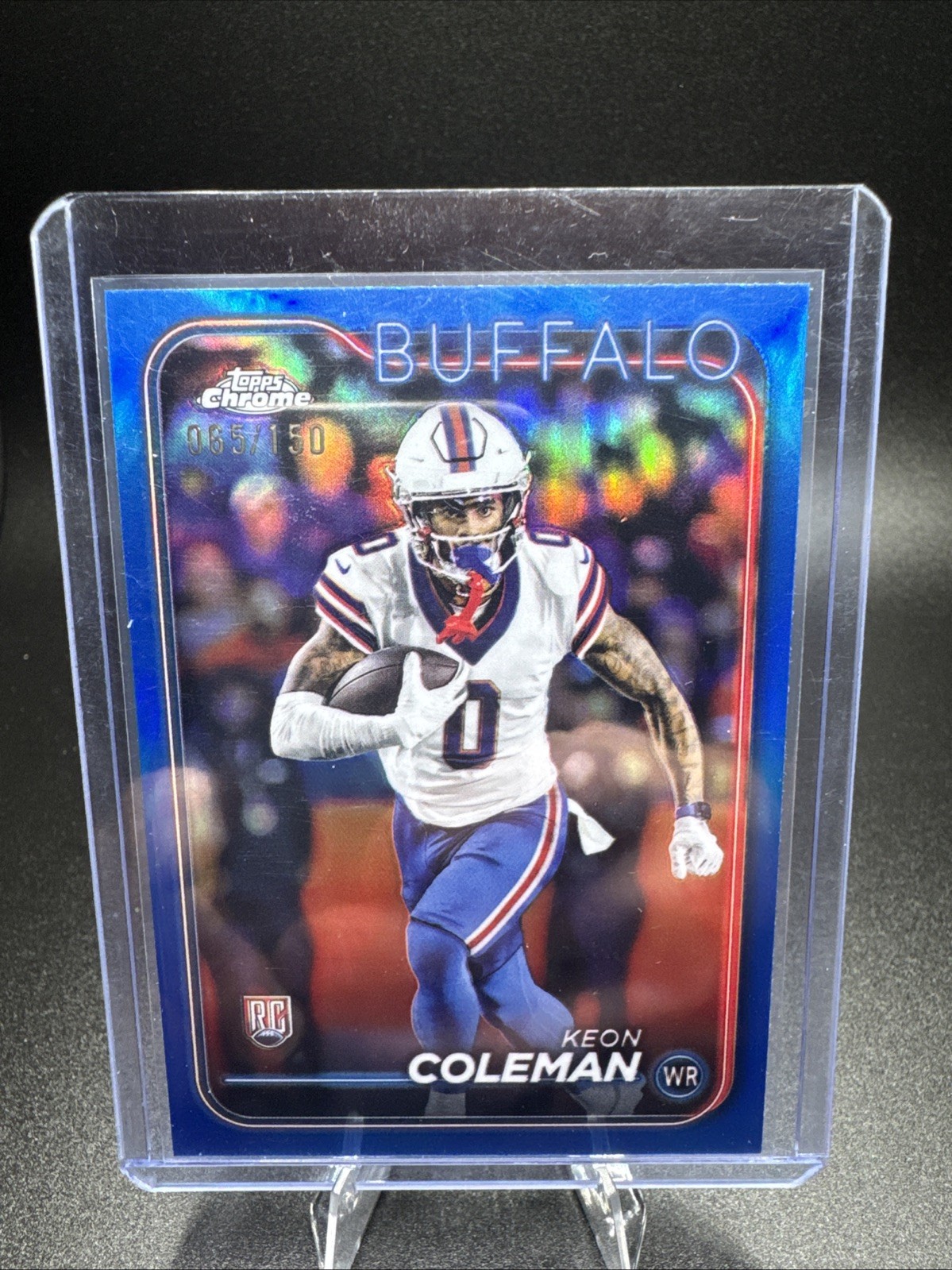 2024 Topps Chrome - Rookies Keon Coleman #209 Blue Refractor /150 (RC)