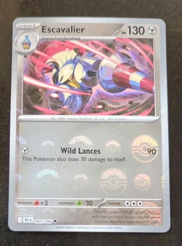 🔥 Pokemon SV Black Bolt Escavalier 60 Reverse Holo Poke Ball card NM 060/086