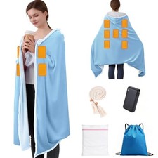 Wearable Heated Blanket with 20000mAh Power Bank, 11 Heating Zones, Snowy Blue