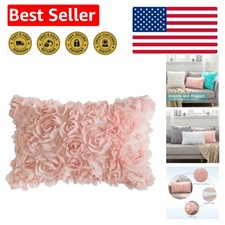 Soft Polyester 3D Rose Decorative Pillow Cover - Modern Floral Design 30x50cm