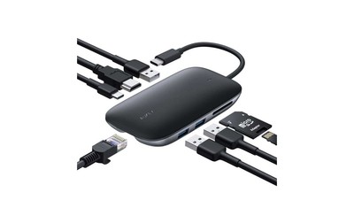 AUKEY HUB USB C CB-C71 8W1 RJ45 HDMI 4K PD 100W