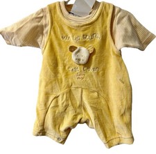 NWT Sucre D’Orge France Yellow Newborn Baby Mouse Top + Overalls Velour French