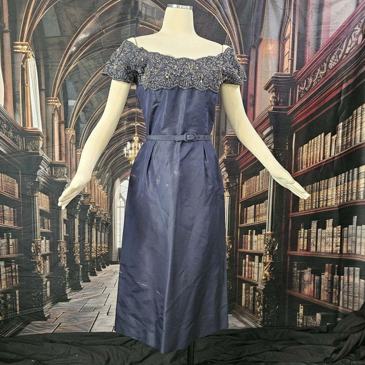 elegant 1960s formal dresses 1960s Black Entirely Sequinned Evening Gown-size 4/5 Sophia's Gallery