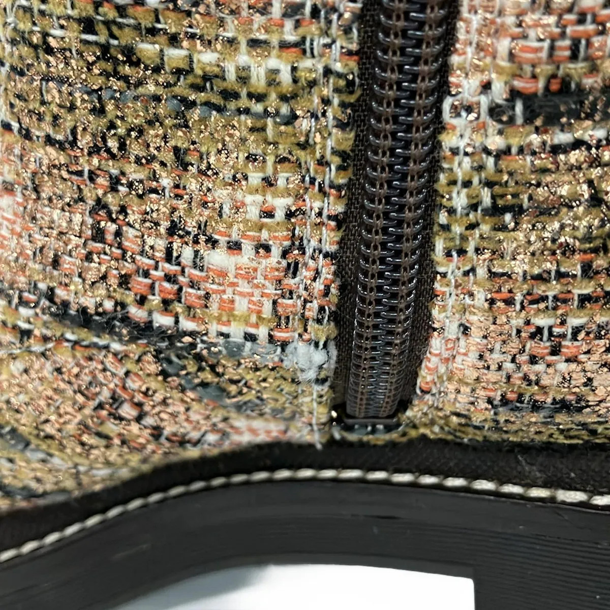 TORY BURCH - Beige Rose Gold Dark Gray Tweeds Leather Women's Boots thumbnail 10