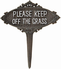 TT207 Series Please Keep off the Grass Sign,Black and White,9"H