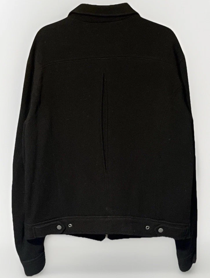 GUESS Wool Blend Pea Coat Mens Size XL Black Lined Full Zip Military Style Woven - Image 4 of 4