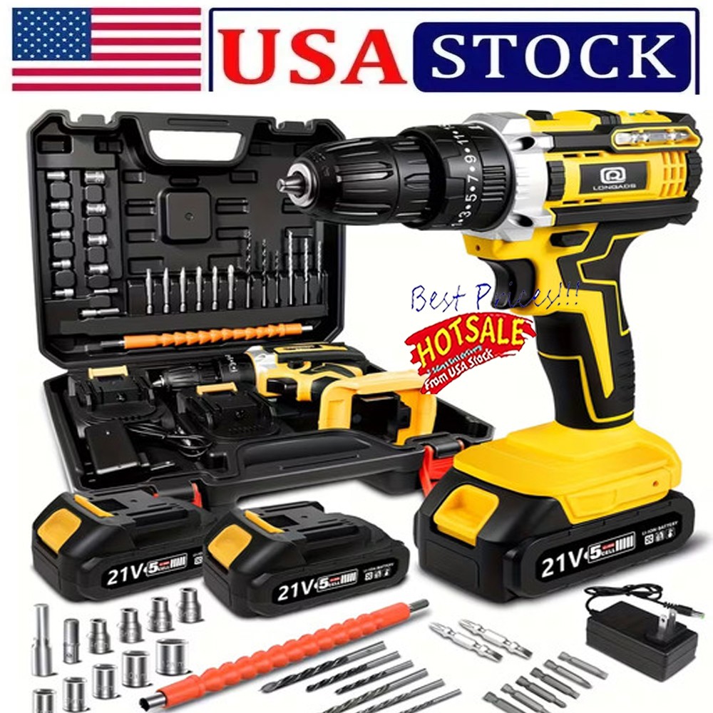 Cordless Brushless Impact Driver Hammer Drill Combo Kit with