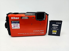 Nikon COOLPIX AW100 Orange 16MP Waterproof GPS Digital Camera Bundle Tested