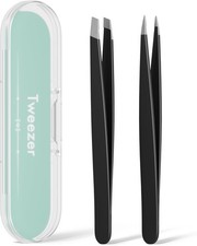 Tweezers for Women Facial Hair,Slant  Point Tip 2 Pack Eyebrow Tweezers for Men
