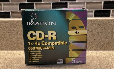 Vintage Imation CD-R 5 Pack 650MB 74 Min 1x-4x Blank Recordable Discs 1999