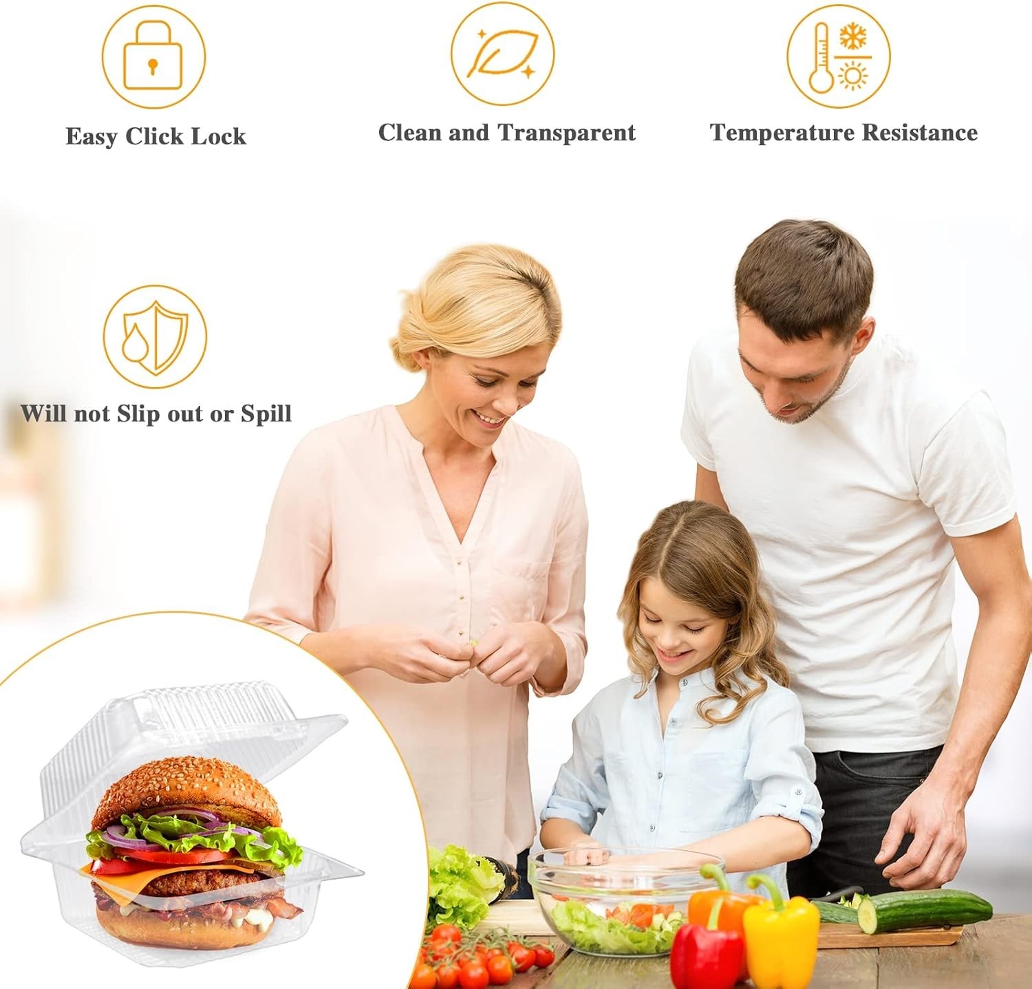 Plastic Containers 100 Pcs Clear Hinged Lids Individual Cake Slice Containers